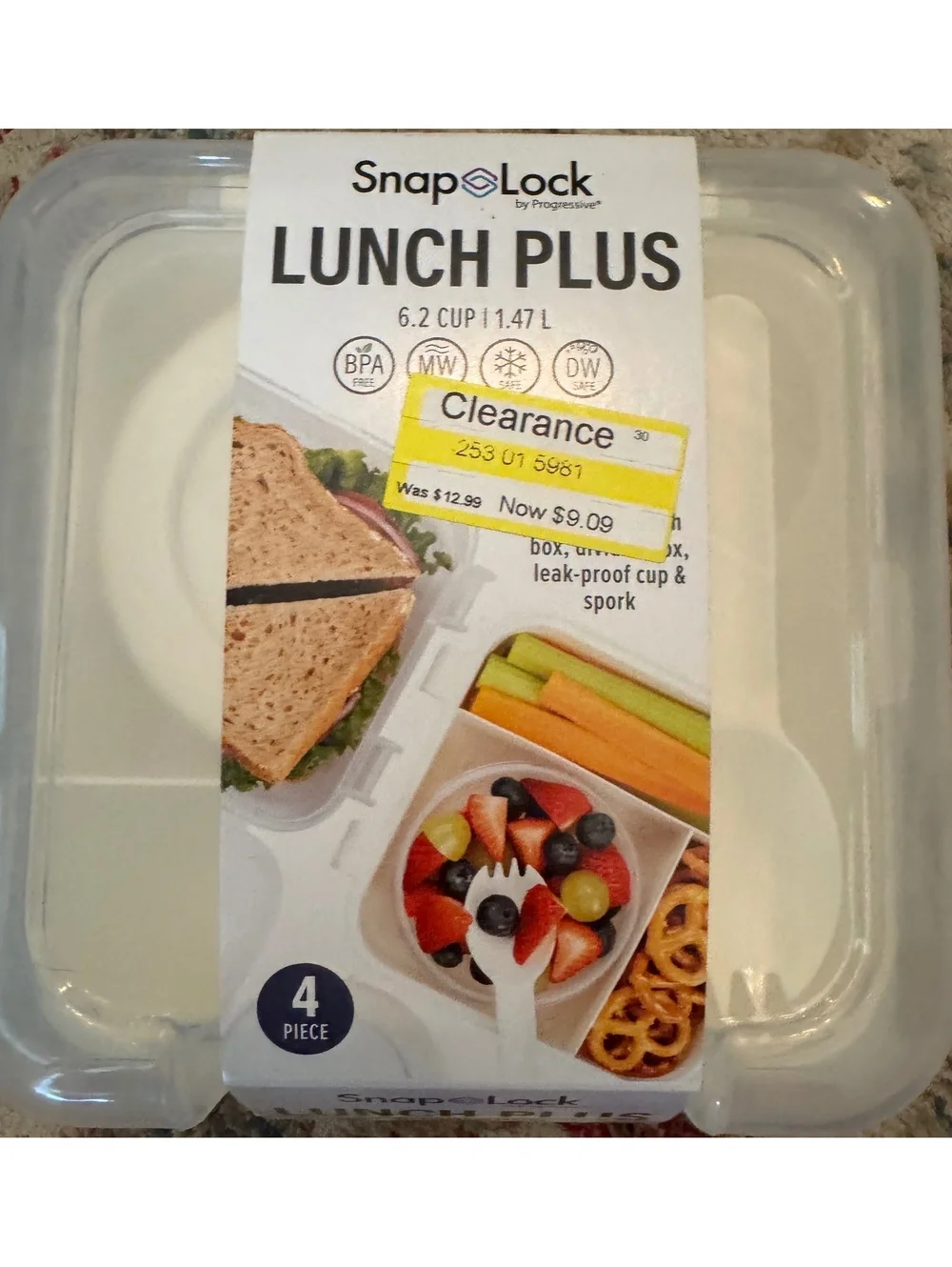 Snap Lock Lunch Plus 4-Piece Beige Lunch Container Set with Leak-Proof Cup